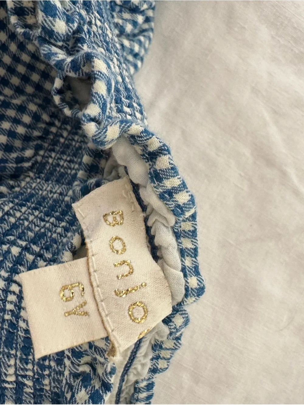 Blue Gingham Tie-Front Skirt with Daisy Embroidery